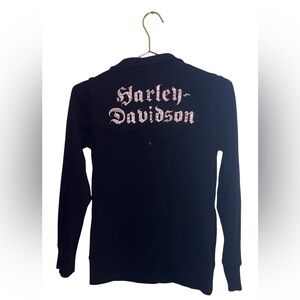 Harley-Davidson Black Full Zip Jacket Size XS P2P 16” *Flawed*